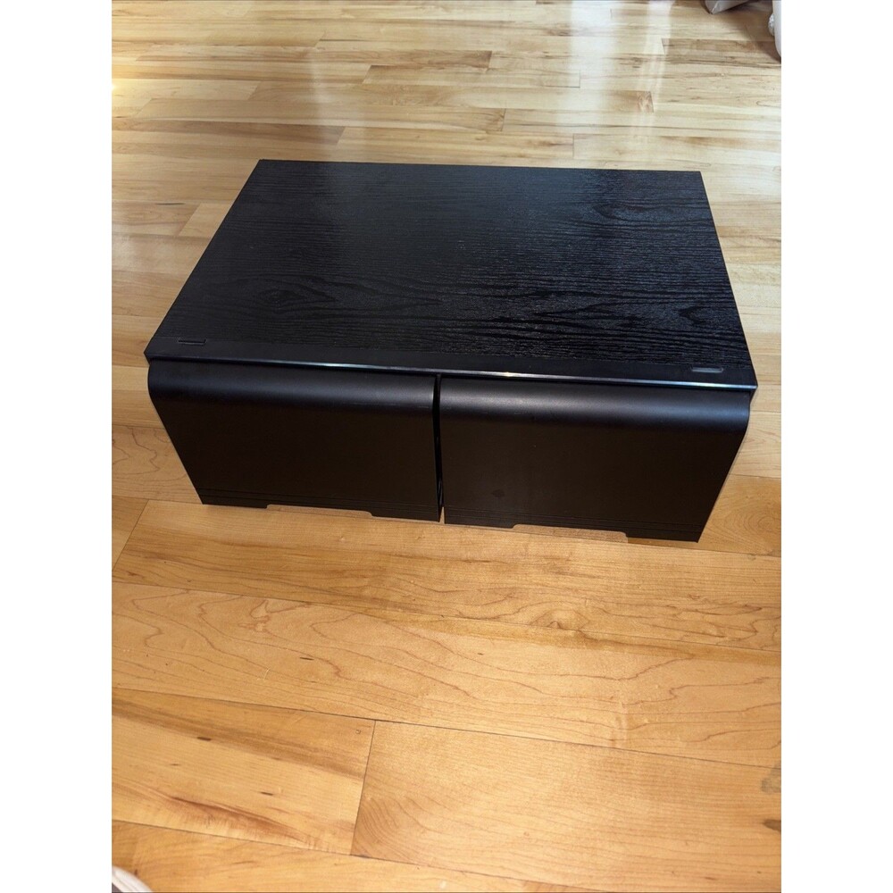 Vintage Smart VHS Tape Storage Cabinet Black Faux Wood 2 Drawer Holds 18